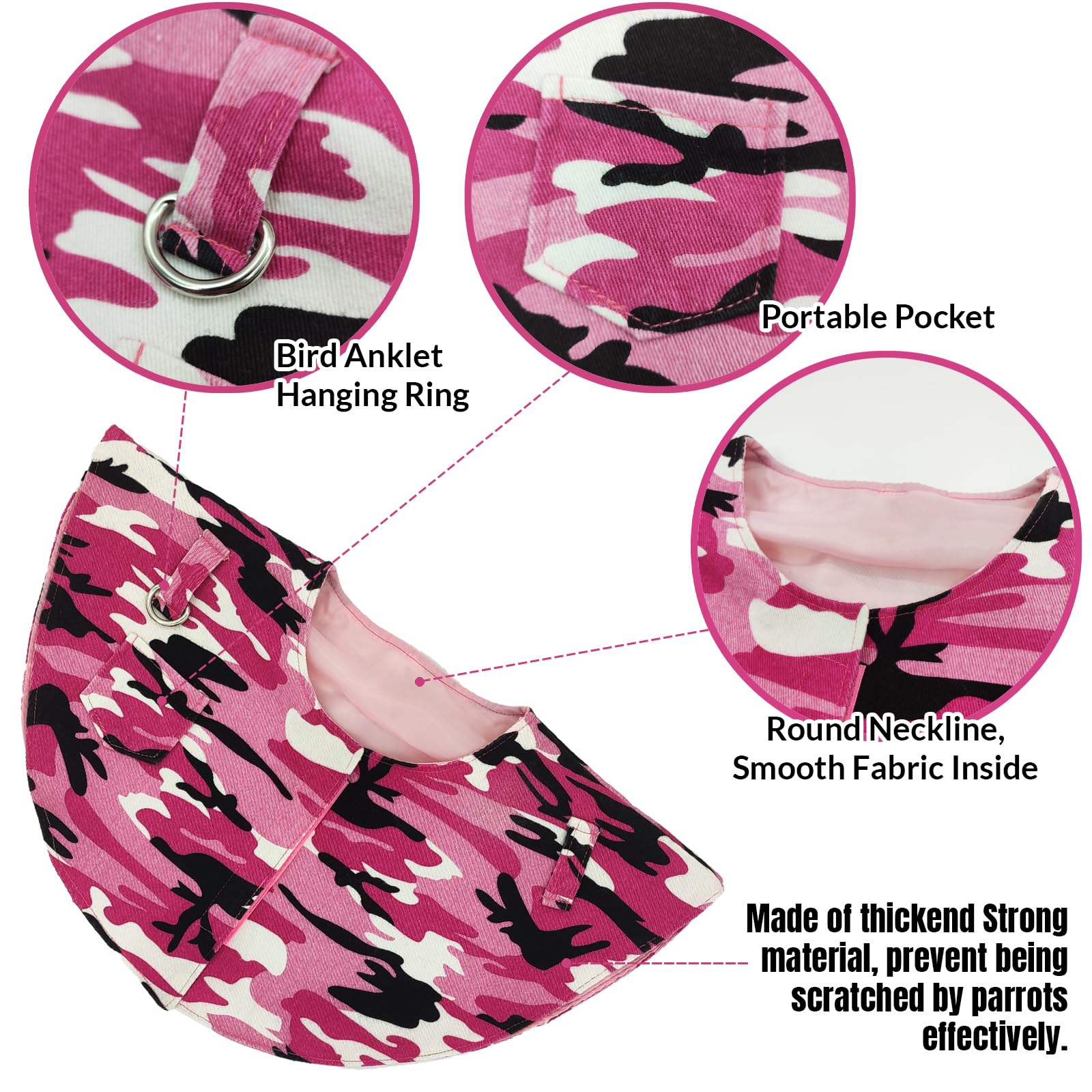 Xqigi Parrot Anti-Scratch Shoulder Protector, Hang Bird Anklet Toys, Multi-Functional Pet Training Pad Poop Diaper Anti-Bite Sha